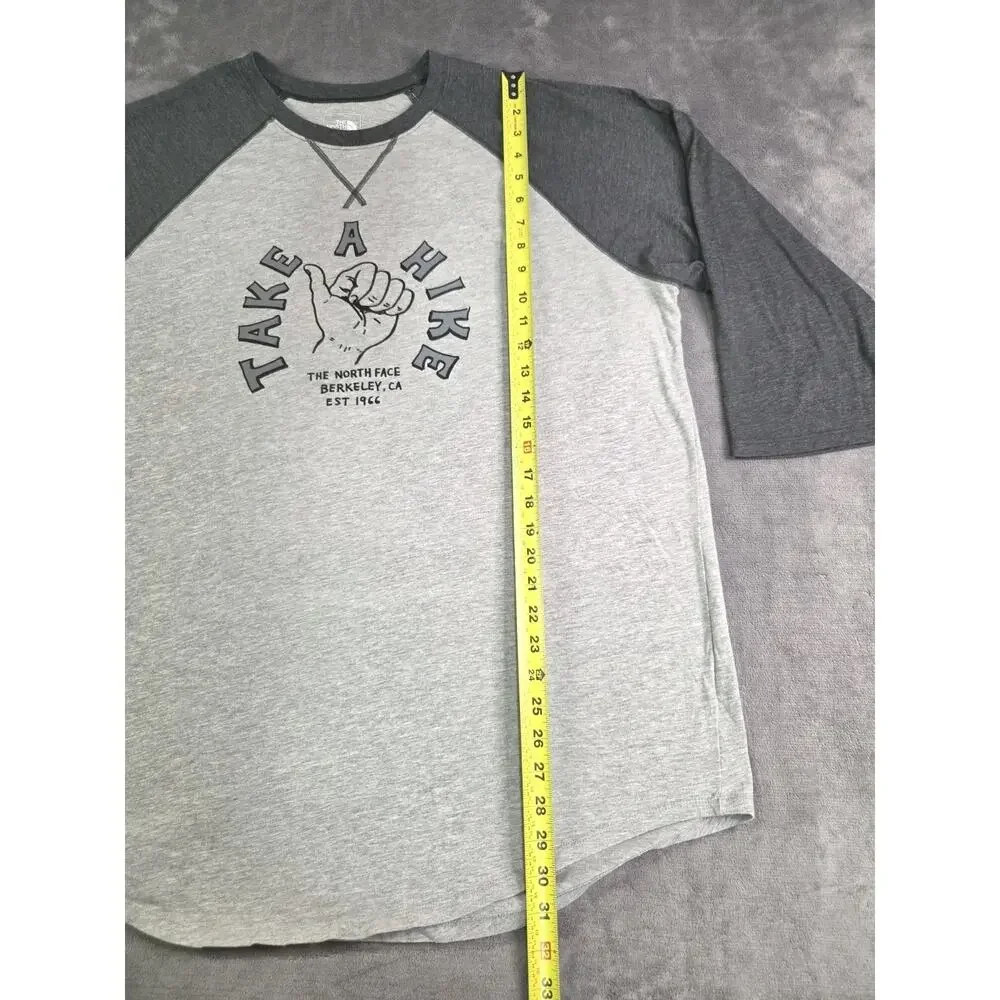 The North Face Shirt Men Size XXL Gray 3/4 Sleeve Raglan Style Cotton Berkeley